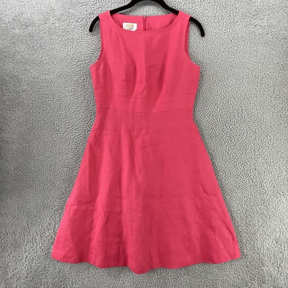 Talbots Linen Dress Womens 4‎ Petites Pink  Fit & Flare Knee Length Lined